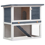 Vidaxl Rabbit Hutch za zunanjost z 1 vrati leseno sivo