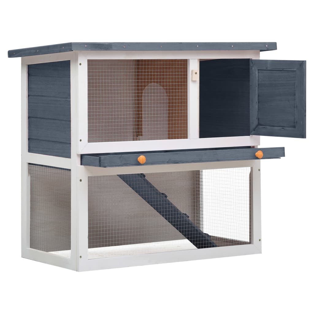 Vidaxl Rabbit Hutch pour l'extérieur avec 1 porte en bois gris