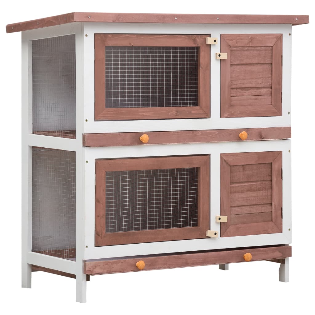 Vidaxl Rabbit Hutch pour l'extérieur avec 4 portes en bois marron en bois