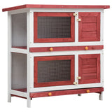 VidaXL Rabbit hutch for outside with 4 doors wood red