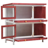 Vidaxl Conejo Hutch para afuera con 4 puertas de madera roja