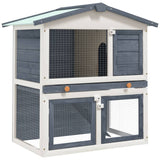 Vidaxl Rabbit Hutch za zunaj s 3 vrati leseno sivo