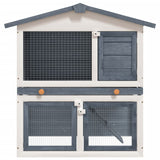 Vidaxl Rabbit Hutch pour l'extérieur avec 3 portes en bois gris