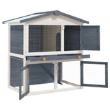 Vidaxl Rabbit hutch for outside with 3 doors wood gray