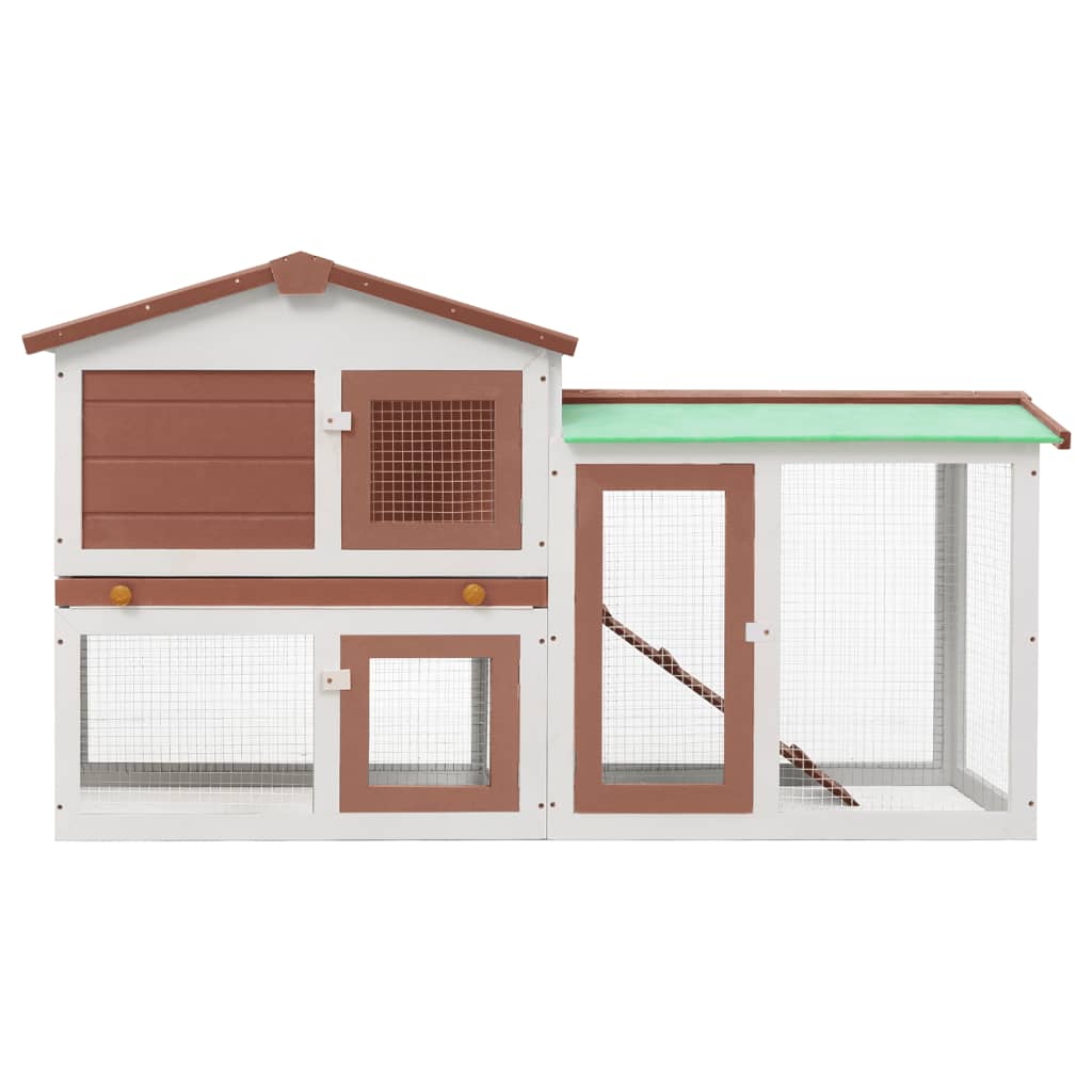 Vidaxl Rabbit Hutch za zunanjo veliko 145x45x84 cm leseno rjavo in belo