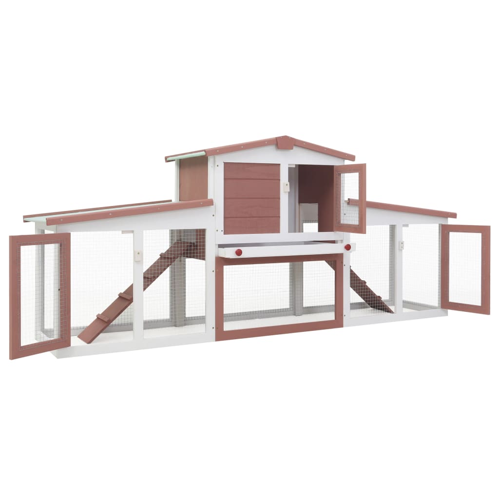 Vidaxl Rabbit Hutch za zunanje velike 204x45x85 cm leseno rjavo in belo