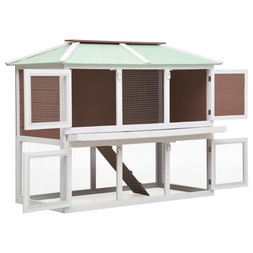 VidaXL Rabbit loft Two floors of wood brown