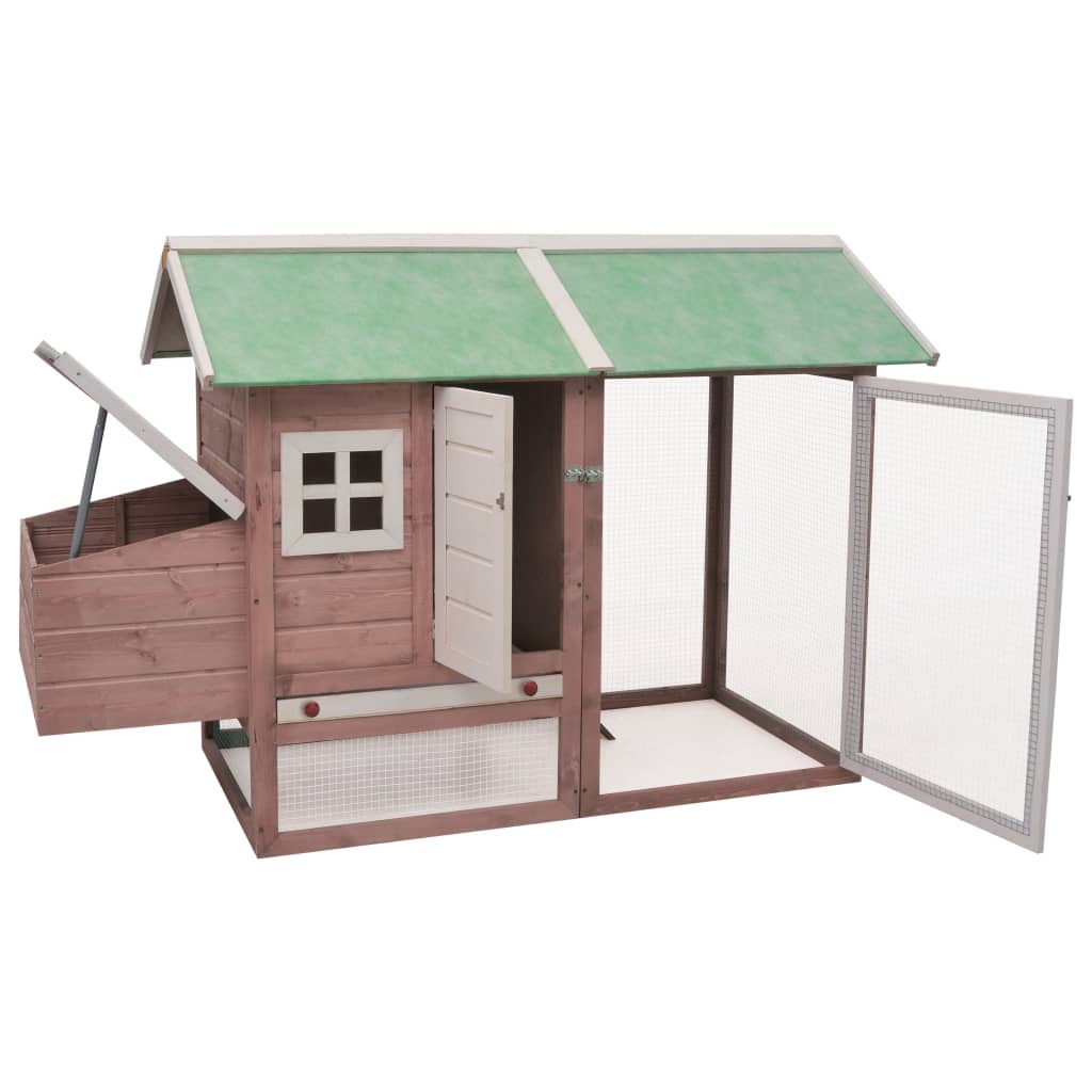 Vidaxl Chicken Coop 170x81x110 cm Solid Pine Pine Mokka