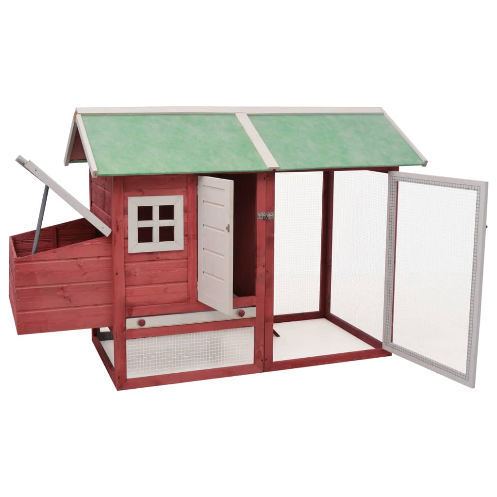 Vidaxl Chicken Coop 170x81x110 cm Rosso pino di pino solido