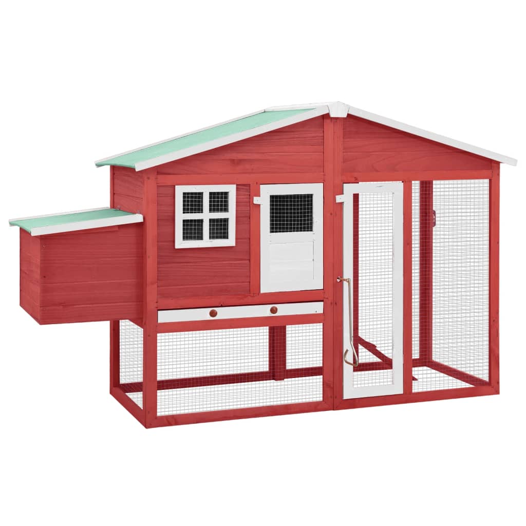 Vidaxl Chicken Coop with Nest Box Pine sólido rojo y blanco