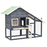 Vidaxl Rabbit Hutch 140x63x120 cm stałą sosnową szarość i biały