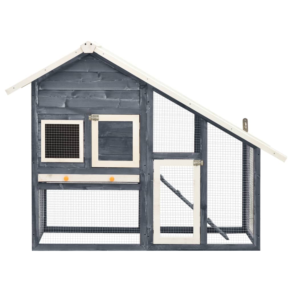 Vidaxl Rabbit Hutch 140x63x120 cm stałą sosnową szarość i biały