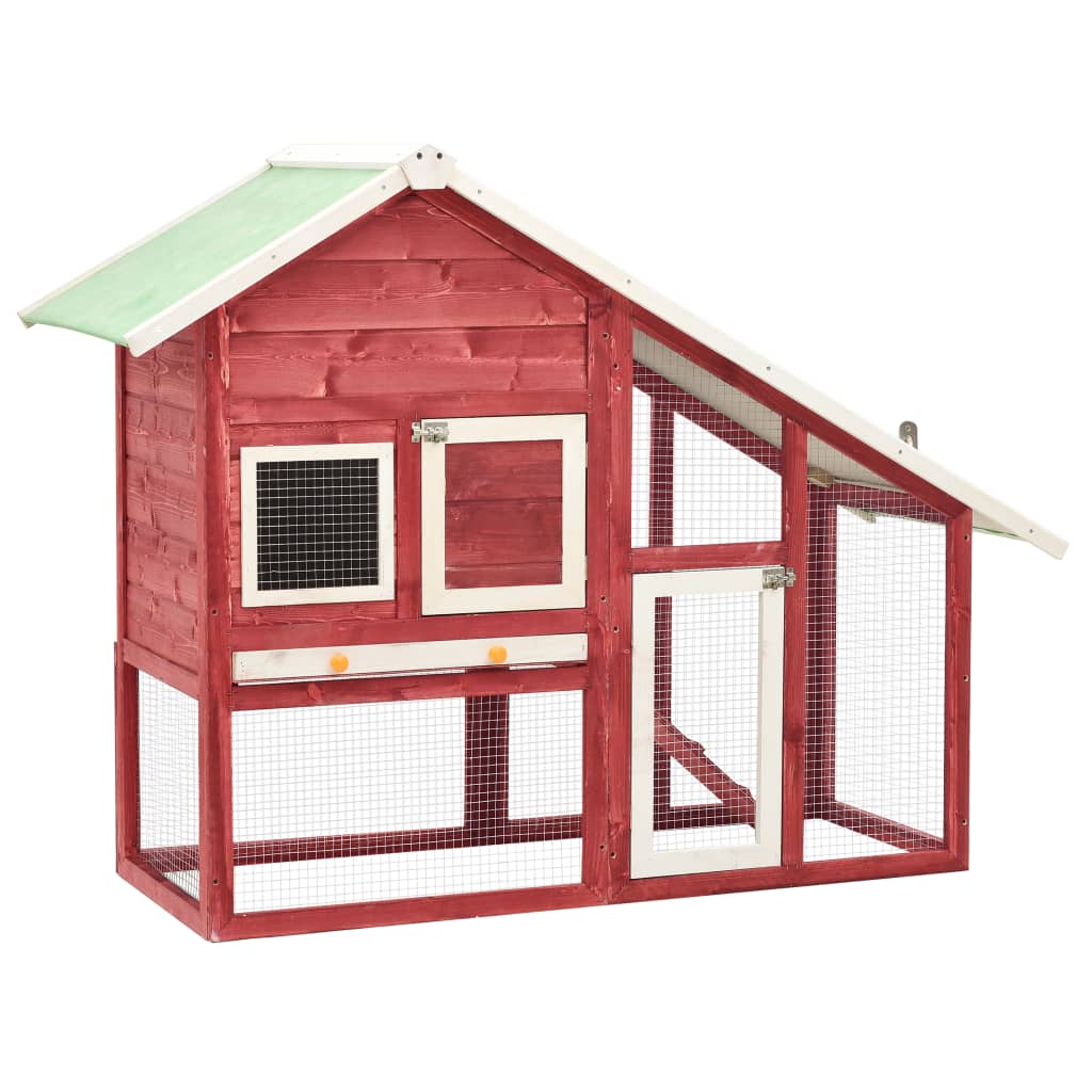 Vidaxl Rabbit Hutch 140x63x120 cm Solid Pine Red and White