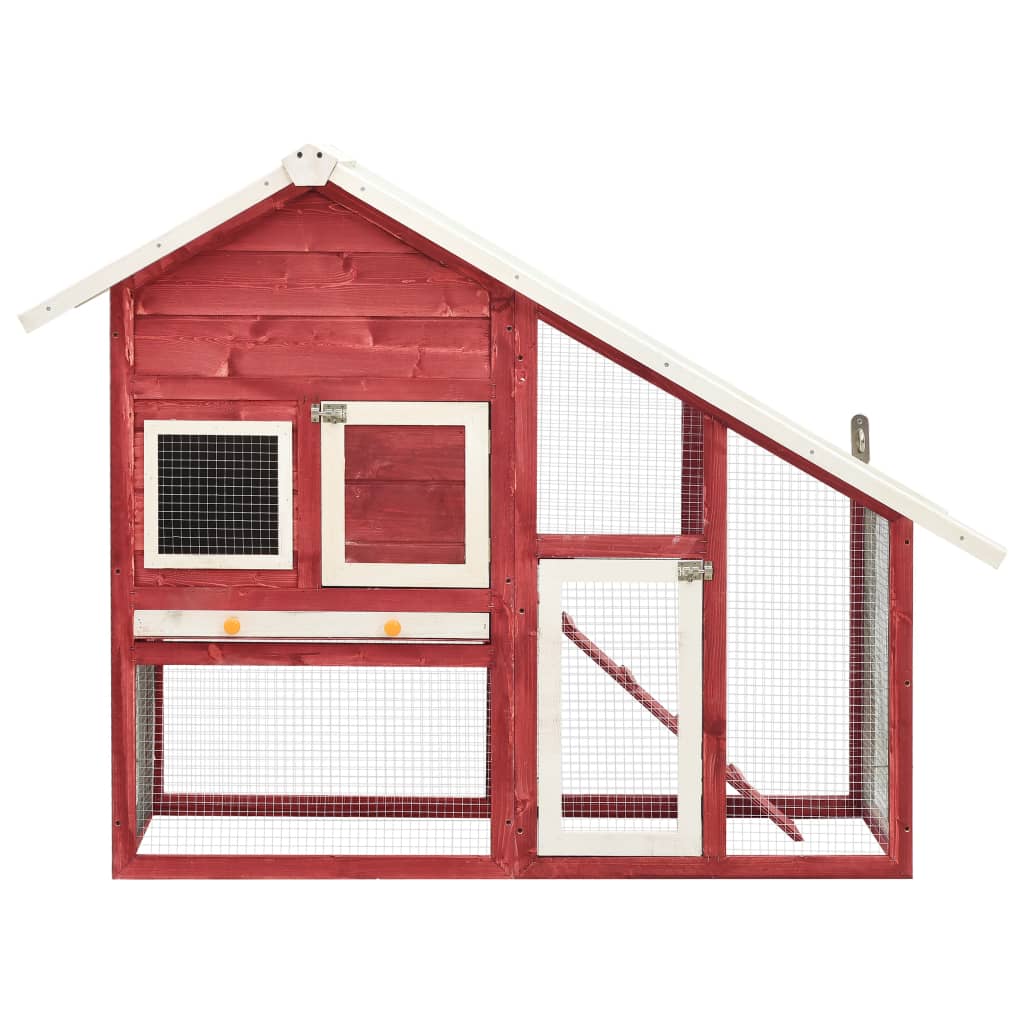 Vidaxl Rabbit Hutch 140x63x120 cm Solid fururød og hvit