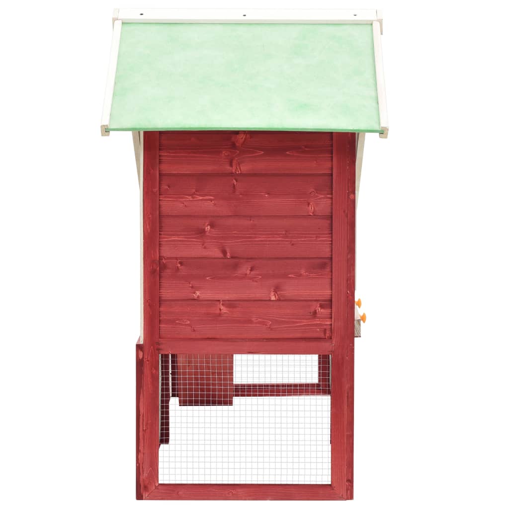 Vidaxl Rabbit Hutch 140x63x120 cm Solid Pine Red and White