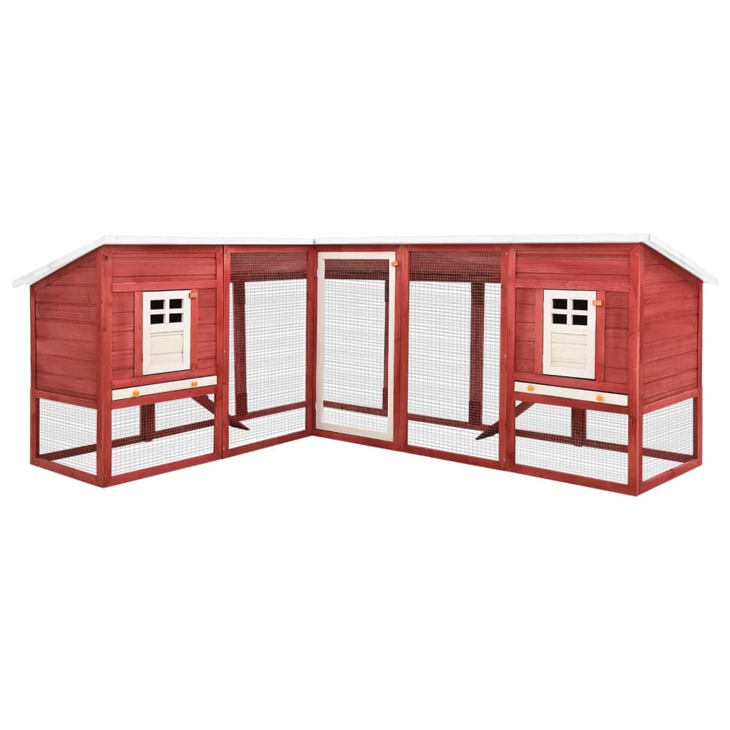 Vidaxl Rabbit Hutch za zunanjost z Ren Solid Vurenhout Red in White