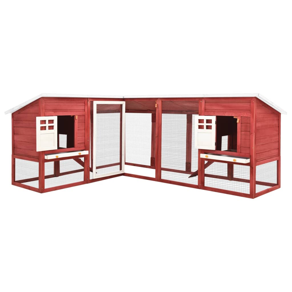 Vidaxl Rabbit Hutch za zunanjost z Ren Solid Vurenhout Red in White