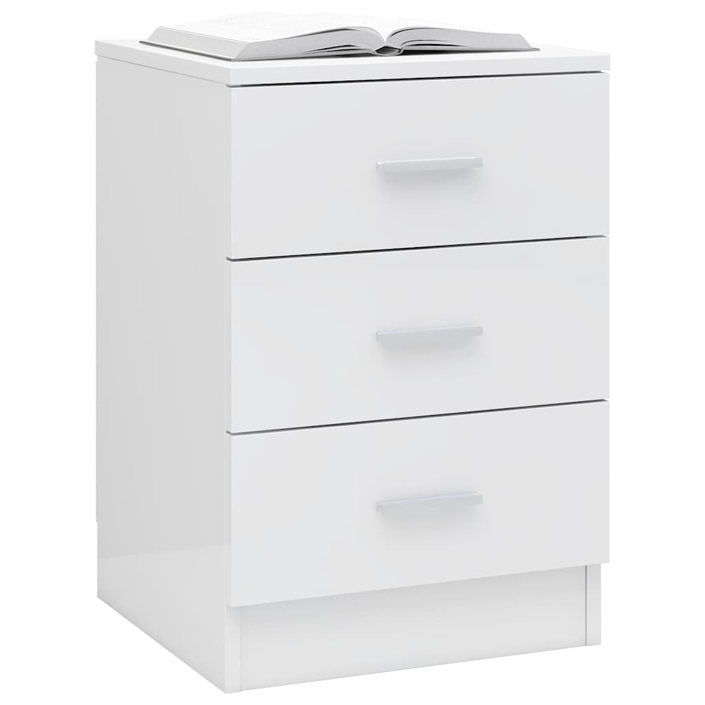 Vidaxl nachtkastje 38x35x56 cm bewerkt hout hoogglans wit