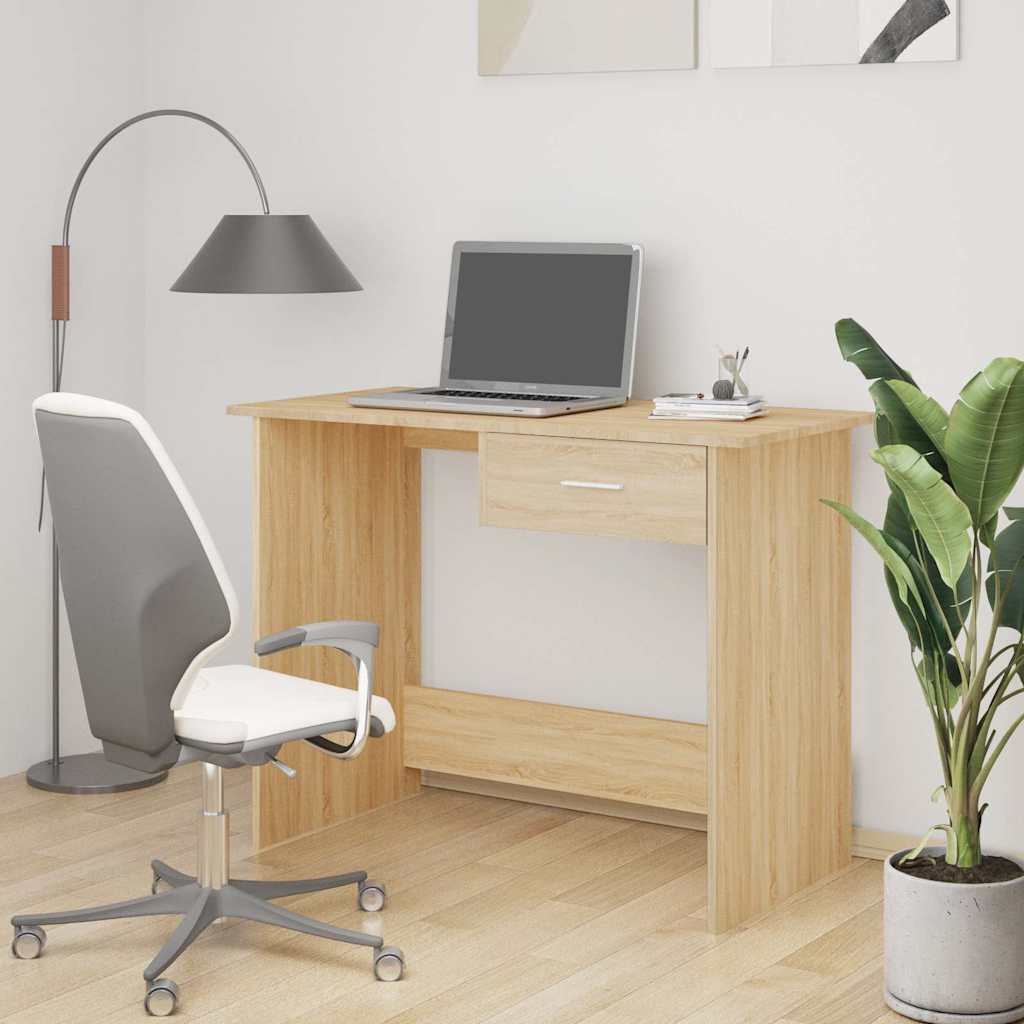Vidaxl bureau 100x50x76 cm bewerkt hout gerookt eikenkleurig