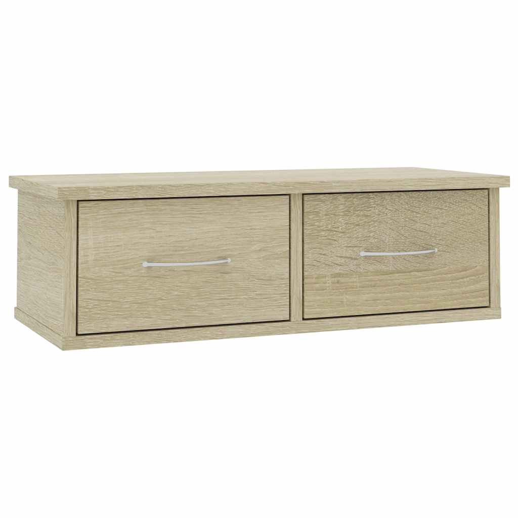 Vidaxl wandschap met lades 60x26x18,5 cm bewerkt hout sonoma eiken