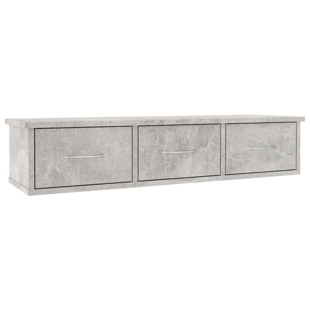 Vidaxl wandschap met lades 88x26x18,5 cm bewerkt hout betongrijs