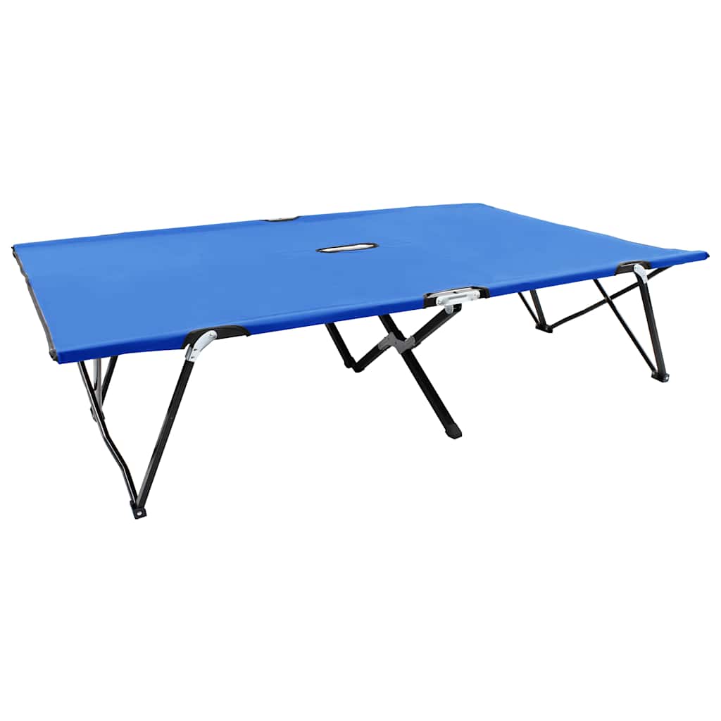 Vidaxl ligbed 2-persoons inklapbaar staal blauw