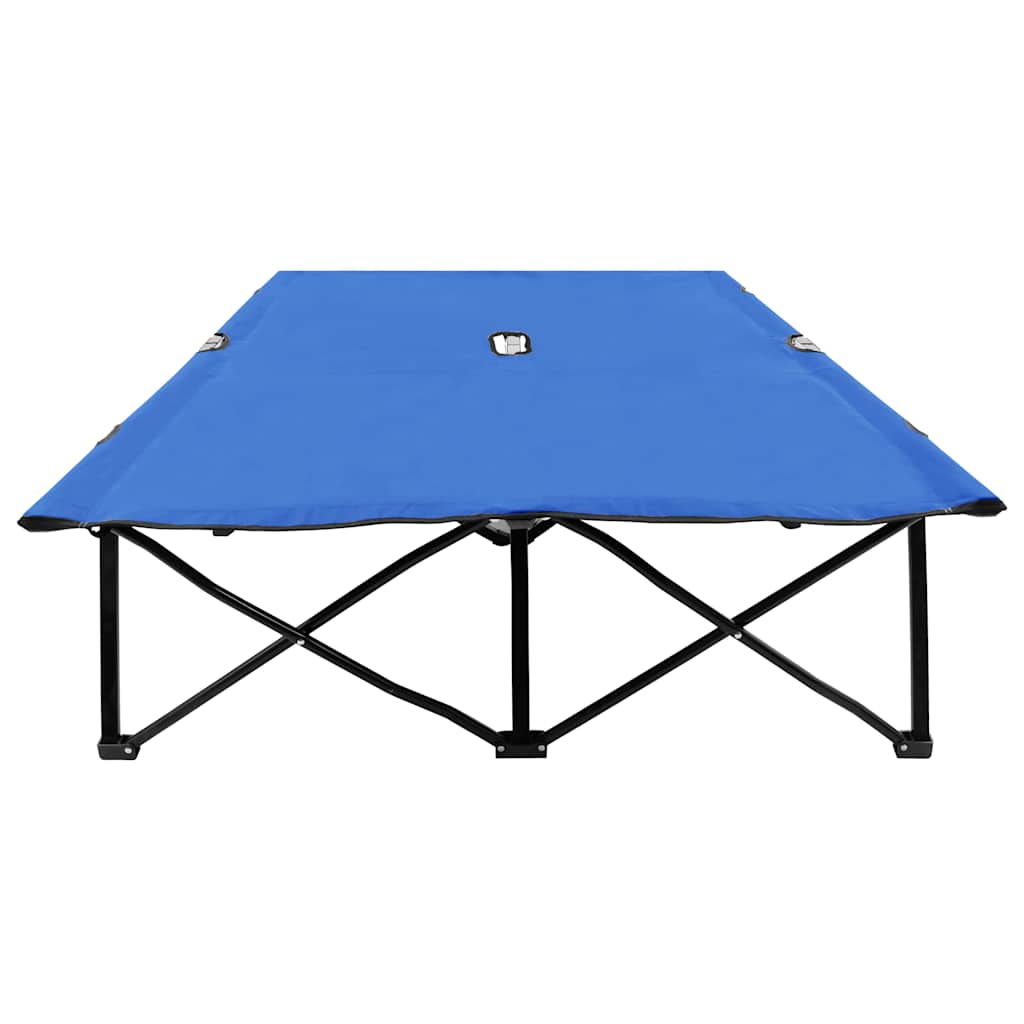 Vidaxl ligbed 2-persoons inklapbaar staal blauw