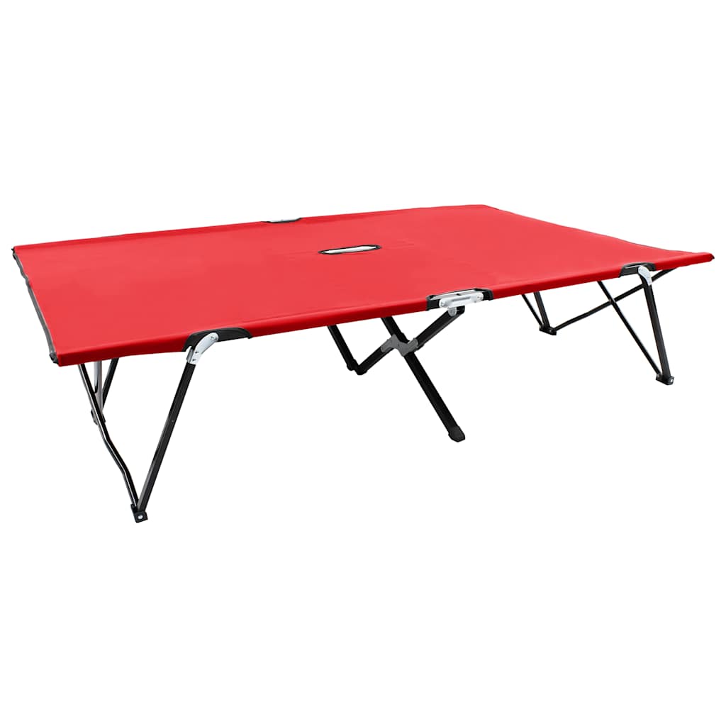 Vidaxl ligbed 2-persoons inklapbaar staal rood