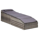 Vidaxl ligbed met kussen poly rattan grijs