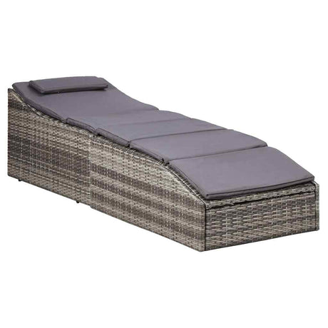 Vidaxl ligbed met kussen poly rattan grijs