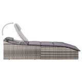 Vidaxl ligbed met kussen poly rattan grijs