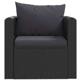 Vidaxl fauteuil met kussens poly rattan zwart