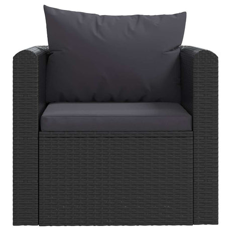 Vidaxl fauteuil met kussens poly rattan zwart
