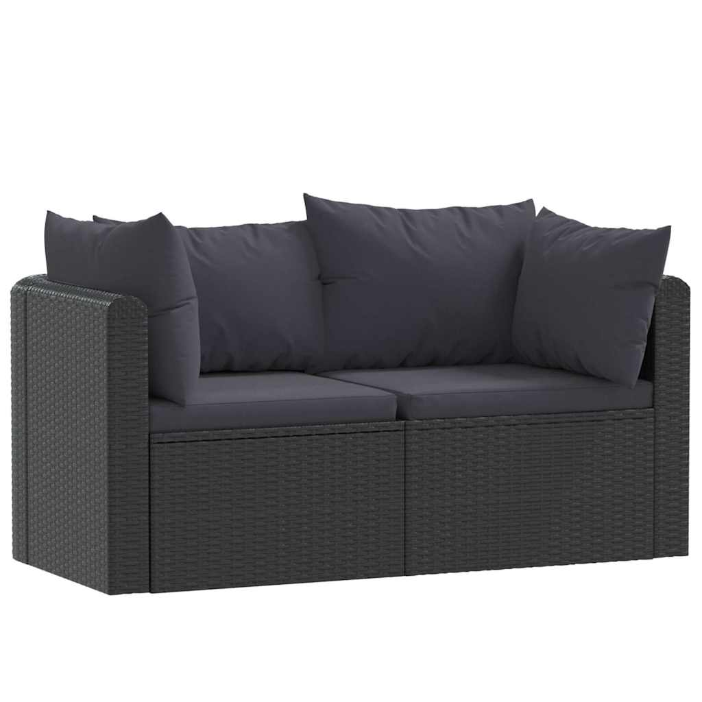 Vidaxl 2-delige loungeset met kussens poly rattan zwart