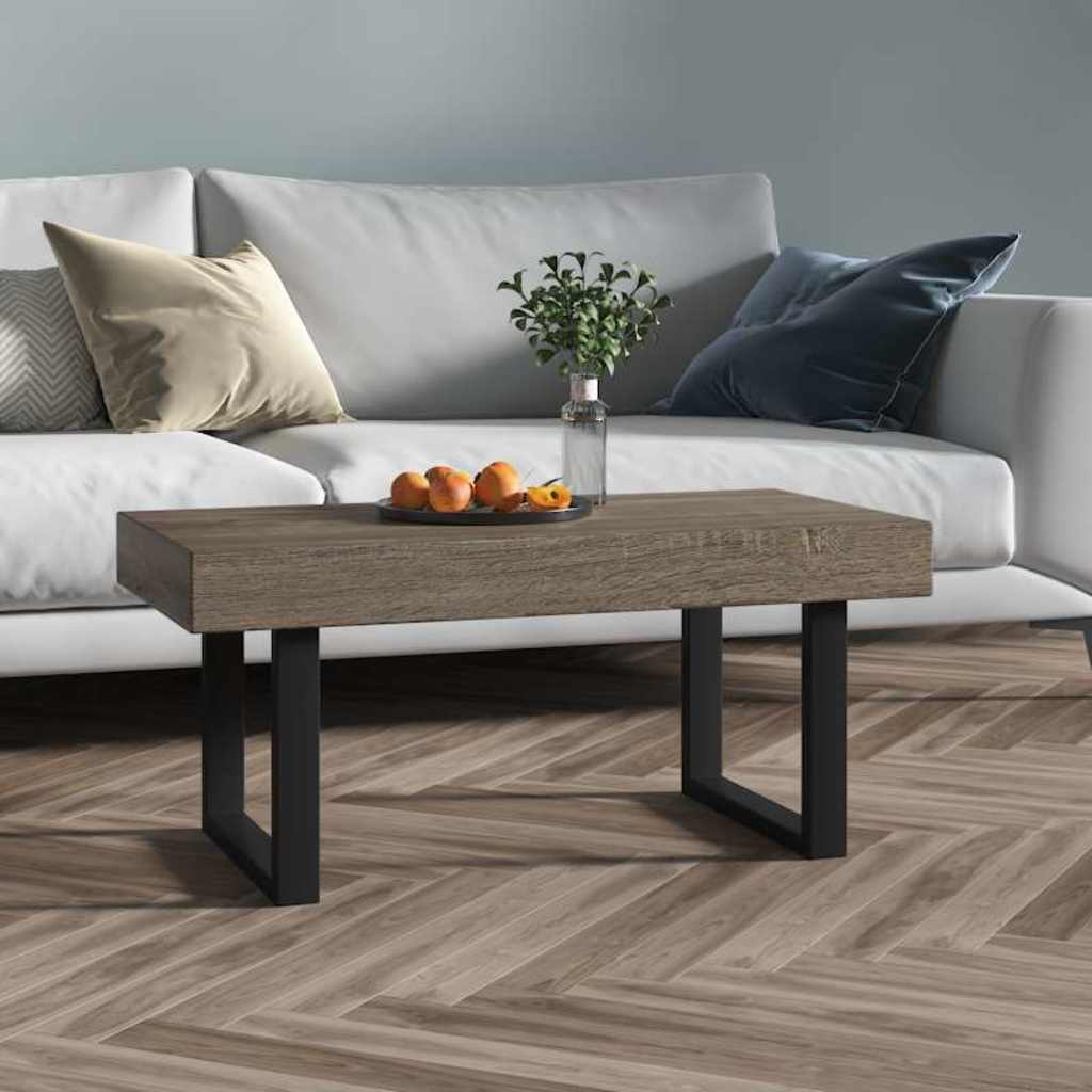 Vidaxl salontafel 90x45x40 cm mdf en ijzer grijs en zwart