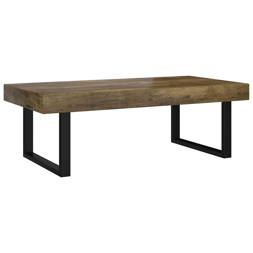 Vidaxl salontafel 120x60x40 cm mdf en ijzer donkerbruin en zwart