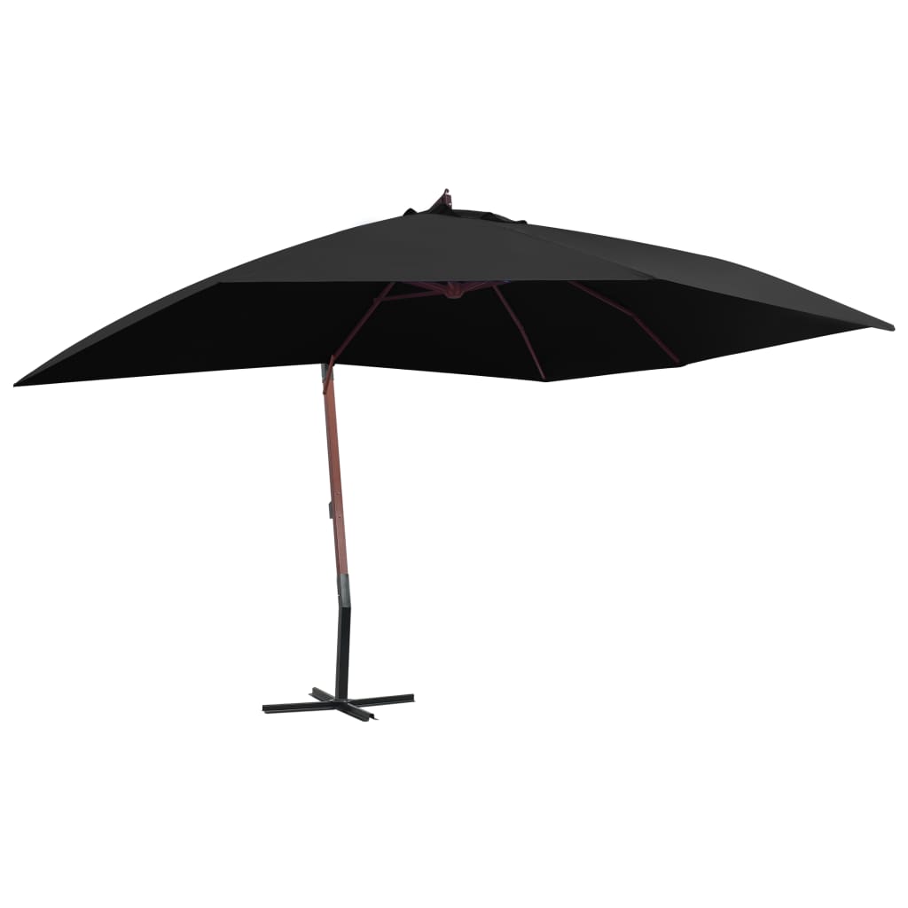 Vidaxl flytande parasol med trästol 400x300 cm svart