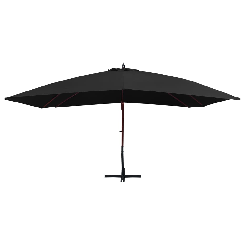 Vidaxl flytende parasol med trepol 400x300 cm svart