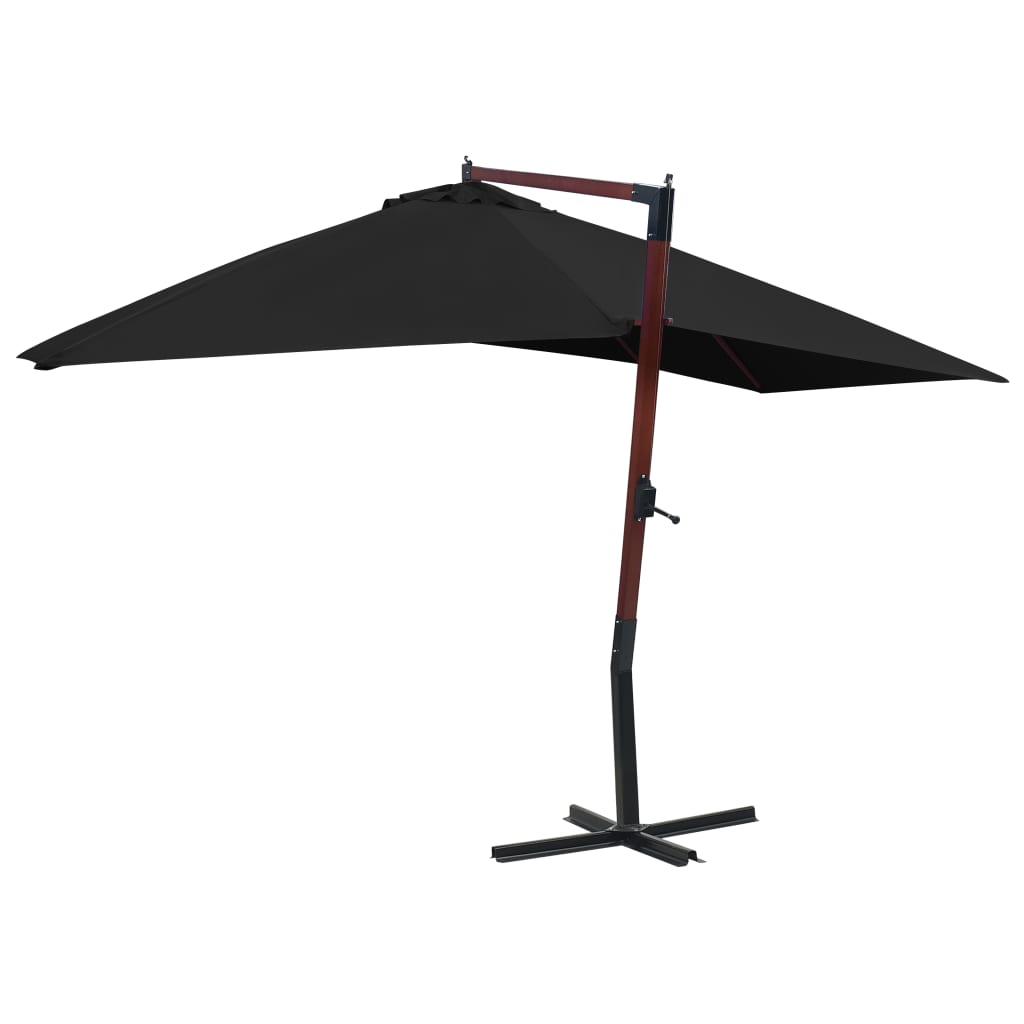 Vidaxl pływający parasol z drewnianym słupem 400x300 cm czarny