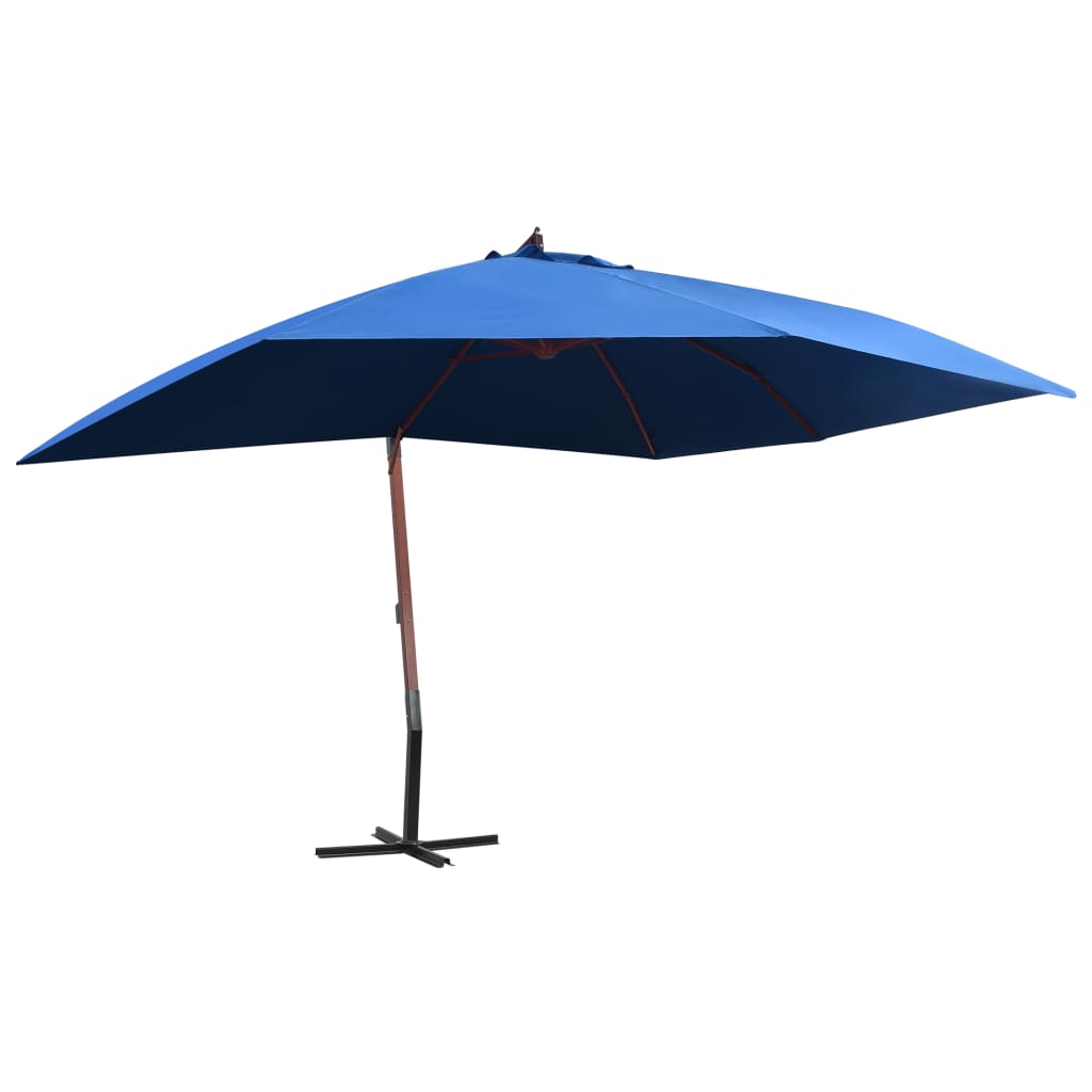 Vidaxl Parasol flottant avec poteau en bois 400x300 cm bleu