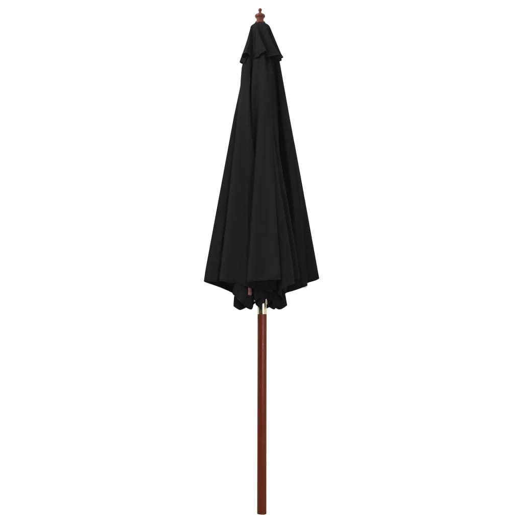 Vidaxl Parasol z lesenim drogom 300x258 cm črno