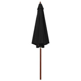 Vidaxl Parasol z lesenim drogom 300x258 cm črno