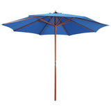 Vidaxl -Parasol mit Holzstangen 300x258 cm Blau