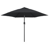 Vidaxl -parasol med metallstång 300 cm svart