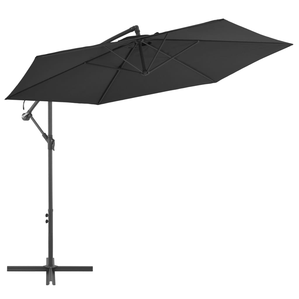 Vidaxl Floating Parasol s hliníkovým pólem 300 cm černá