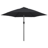 Vidaxl -parasol med LED -belysning og stålstang 300 cm sort