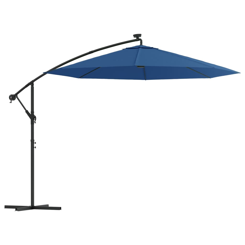 Vidaxl flytende parasol med LED og stålstang 300 cm Azure Blue