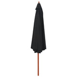 Vidaxl Parasol con palo di legno 350 cm nero