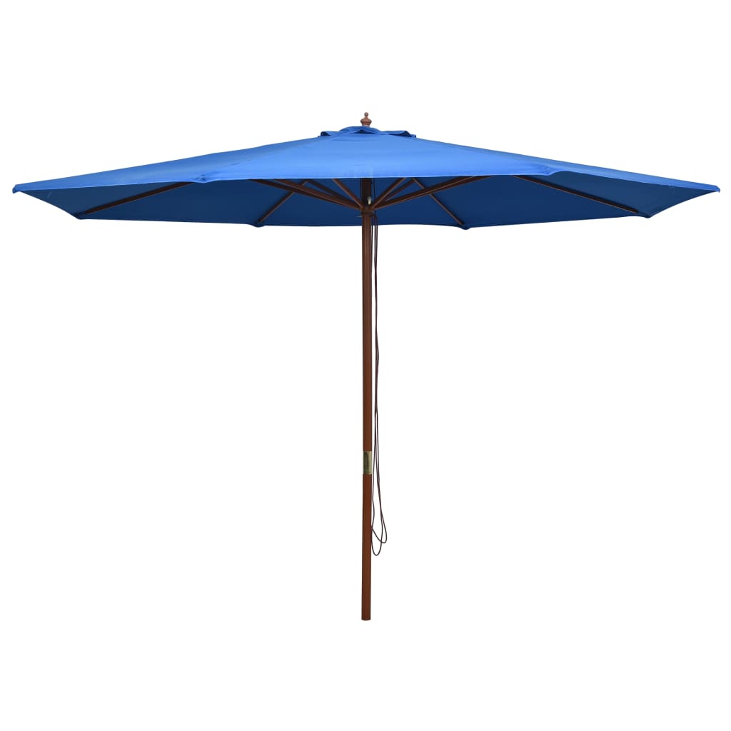 Vidaxl parasol s dřevěným pólem 350 cm modrá