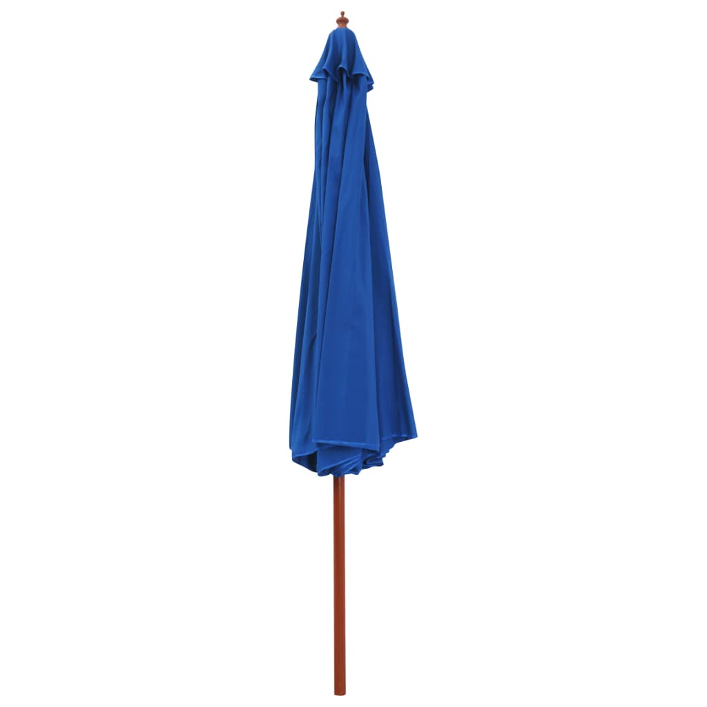 Vidaxl Parasol z leseno palico 350 cm modre